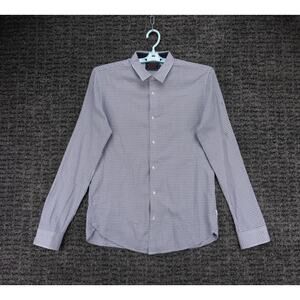 Scotch & Soda Shirt Mens Large Slim Blue White Geometric Pattern Long Sleeve